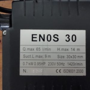 ELECTRIC - PUMP, SELF-PRIMING PUMP MOD. ENOS 30 STAINLESS STEEL BODY PUMP AND IMPELLER, 1 SPEED SINGLE PHASE 220 VOLT, NEW MACHINE - Image 6