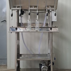 IN-LINE FILLER - 6 NOZZLES - IN STAINLESS STEEL WITH PUMP AND PROBES  ON WHEELS, SECOND-HAND MACHINE