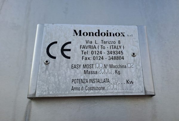VINIFICATORE ORIZZONTALE IN ACCIAIO INOX 304, MARCA MONDOINOX CAPACITÀ HL 100, ATTREZZATURA USATA - immagine 6
