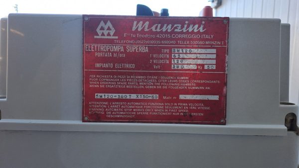 PISTON PUMP MANZINI 120HL SUPERBA MODEL, SINGLE-CYLINDER, BRONZE BODY PUMP, SECOND-HAND MACHINE - Image 3