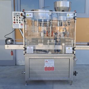 MONOBLOCCO GAI 12/1 IN ACCIAIO INOX, RIEMPITRICE 12 RUBINETTI E TAPPATORE SUGHERO RASO, MACCHINA USATA