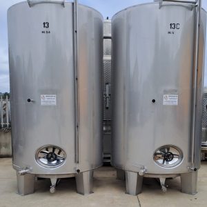 STAINLESS STEEL TANKS CAPACITY LITERS 5000 (HL 50) STORAGE MODEL WITH CONICAL BOTTOM, SECOND-HAND EQUIPMENT