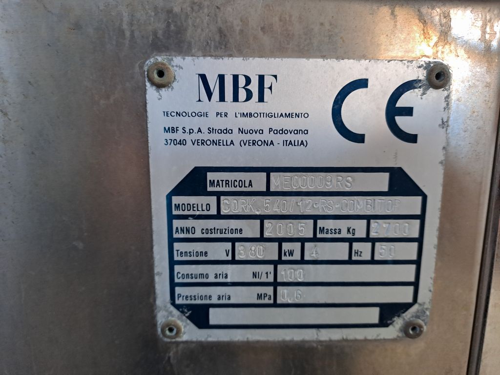 MBF 12-HEAD CORKING MACHINE FOR MUSHROOM AND NATURAL CORKS, MODEL CORKMATIC R/S, WITH NERI CAP FEEDER, USED MACHINE - Image 23 MBF 12-HEAD CORKING MACHINE FOR MUSHROOM AND NATURAL CORKS, MODEL CORKMATIC R/S, WITH NERI CAP FEEDER, USED MACHINE - Image 23