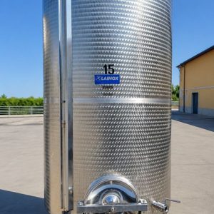 STAINLESS STEEL TANKS L.A. INOX FIRM, CAPACITY 2500 LITRES (25 HL), STORAGE/WINEMAKING MODEL WITH CONICAL BOTTOM
