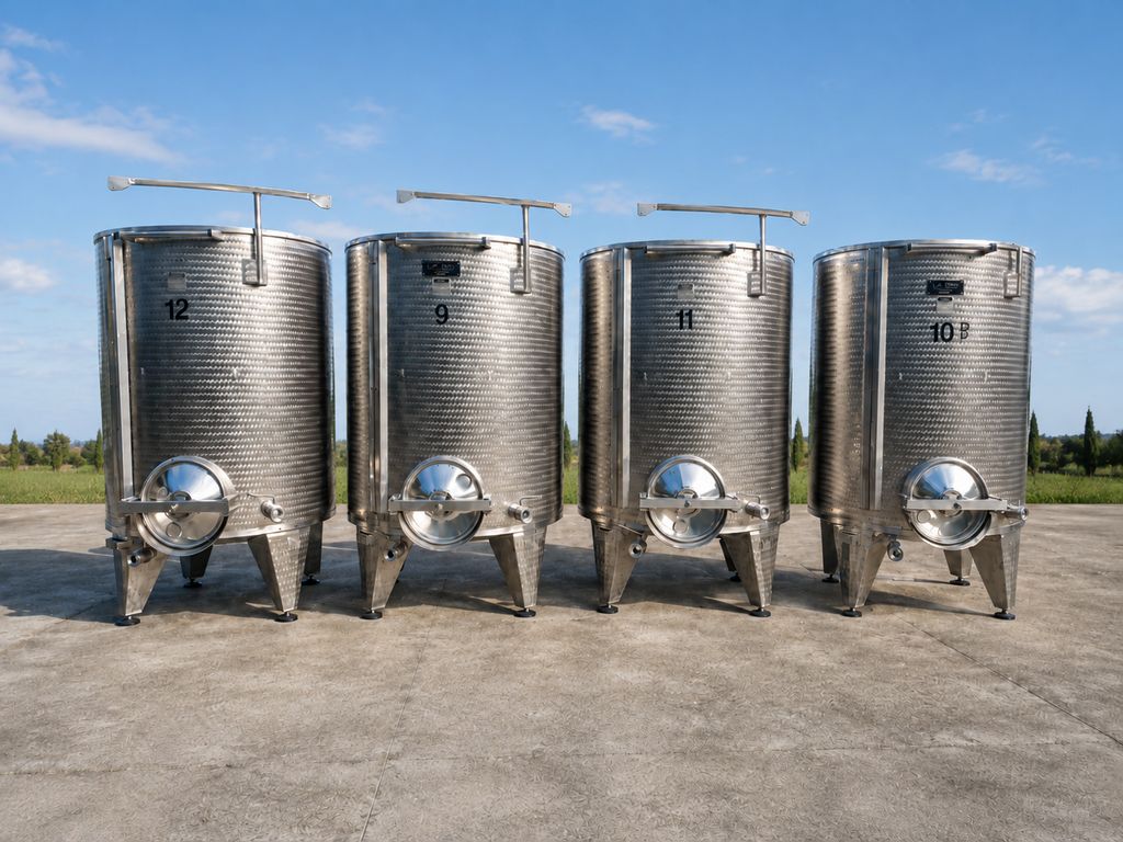 SERBATOI IN ACCIAIO INOX MARCA L.A. INOX CAPACITÀ LITRI 2000 (HL 20), COPERCHIO GALLEGGIANTE A FONDO PIANO, ATTREZZATURA USATA SERBATOI IN ACCIAIO INOX MARCA L.A. INOX CAPACITÀ LITRI 2000 (HL 20), COPERCHIO GALLEGGIANTE A FONDO PIANO, ATTREZZATURA USATA