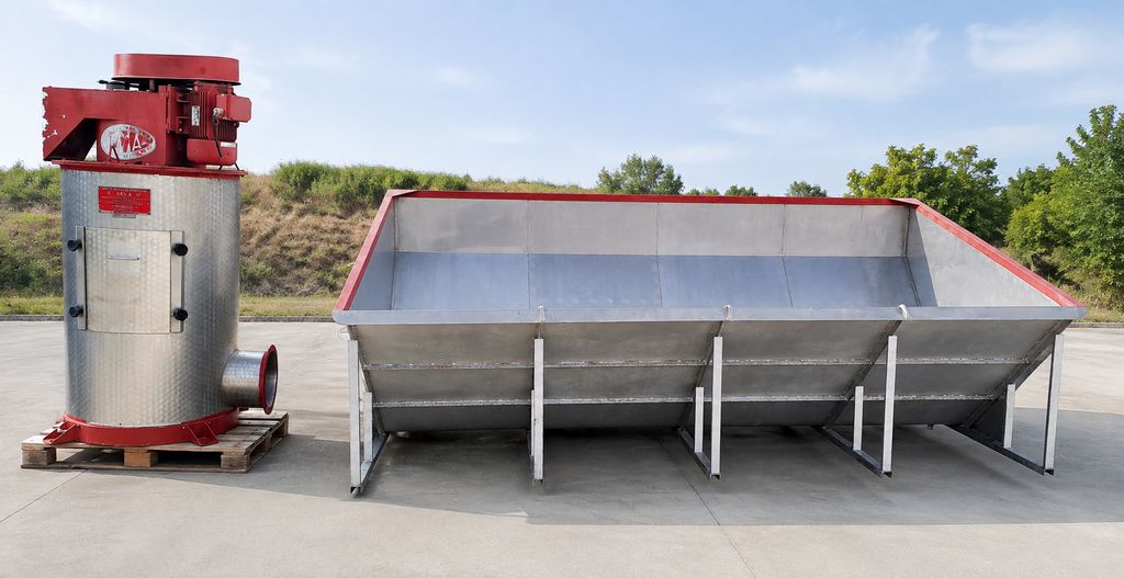 STAINLESS STEEL HOPPER / SCREW CONVEYOR FOR GRAPES AND VERTICAL DESTEMEMER, FIRM IMMA, SECOND HAND MACHINE STAINLESS STEEL HOPPER / SCREW CONVEYOR FOR GRAPES AND VERTICAL DESTEMEMER, FIRM IMMA, SECOND HAND MACHINE