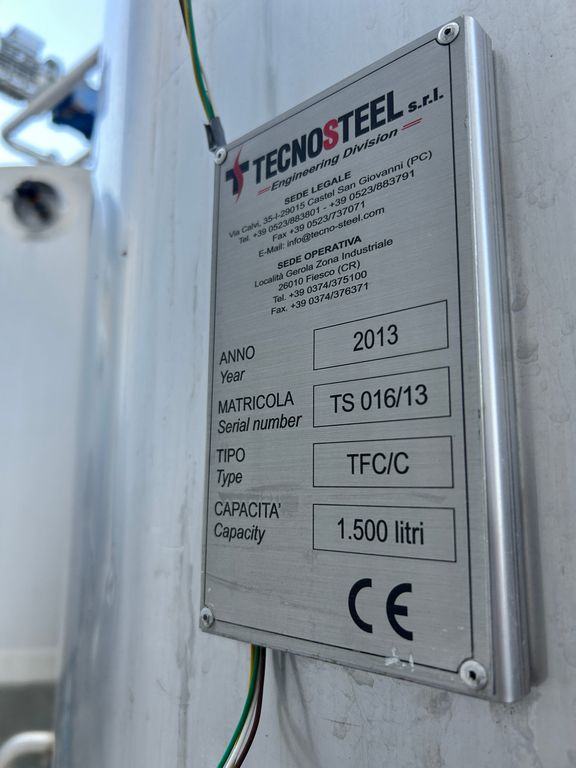STAINLESS STEEL INSULATED MIXER CONICAL BOTTOM, CAPACITY 1500 LITRES, SECOND HAND EQUIPMENT - Image 16