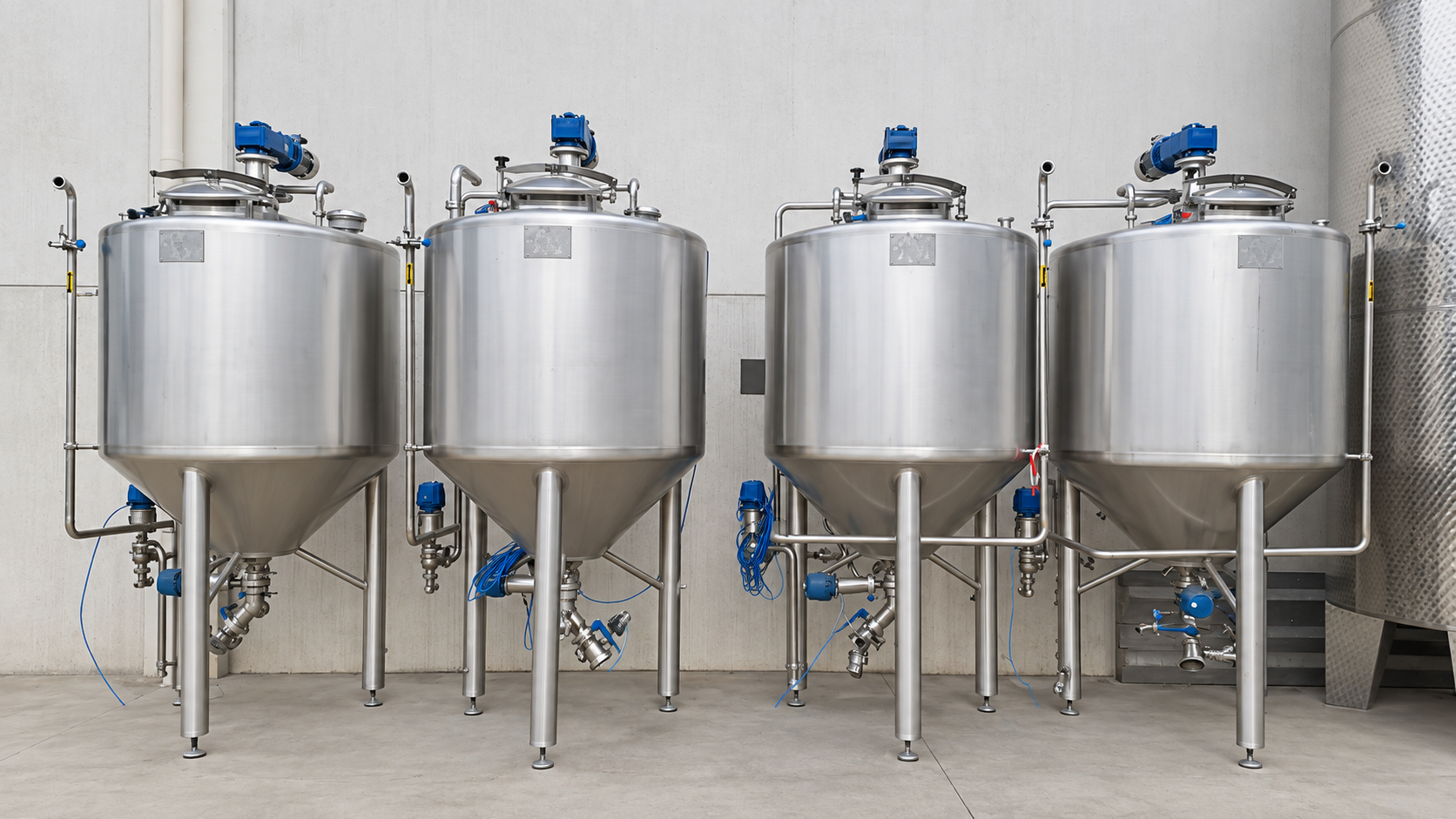 STAINLESS STEEL INSULATED MIXER CONICAL BOTTOM, CAPACITY 1500 LITRES, SECOND HAND EQUIPMENT